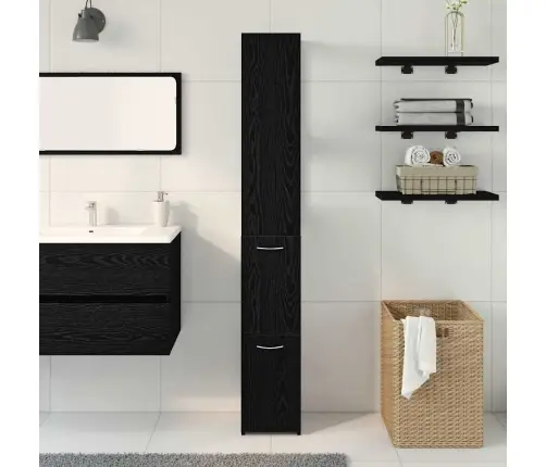 Vonios Spintelė Su Stalčių Juodas Ąžuolas 25 X 25 X 170 Cm