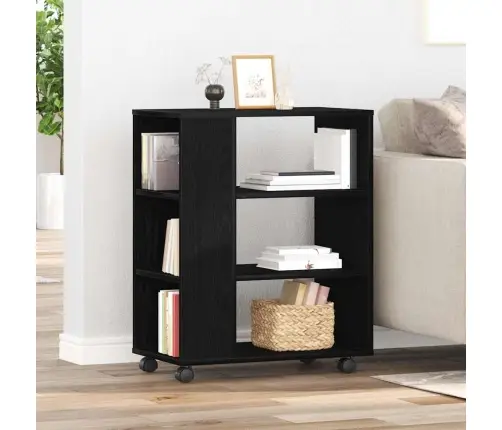 Ritošais Skapītis Melnā Ozolā 60X35X75 Cm No Inženierijas Koka Vidaxl