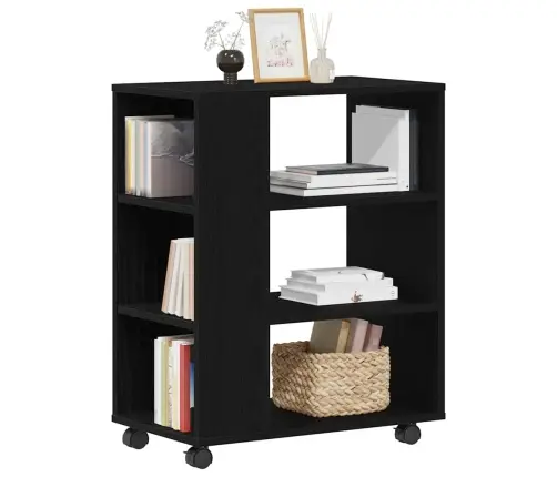 Ritošais Skapītis Melnā Ozolā 60X35X75 Cm No Inženierijas Koka Vidaxl