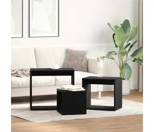 Suklijuotas Stalas Kita 3 Pcs Juodas Ąžuolas 55 X 30 X 50 Cm