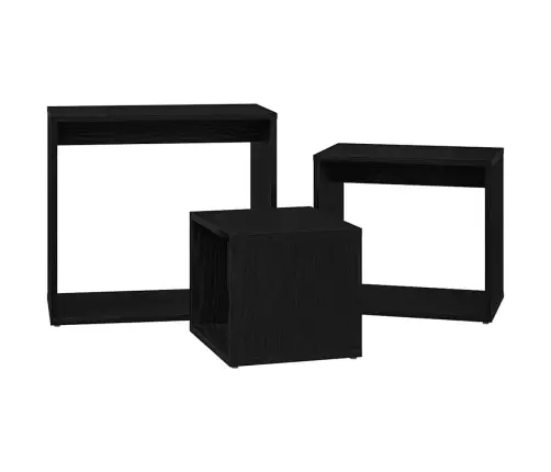 Suklijuotas Stalas Kita 3 Pcs Juodas Ąžuolas 55 X 30 X 50 Cm