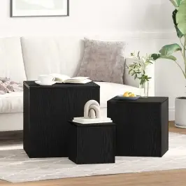 Nesting Galds 3 Pcs Melns Ozols 45 X 45 X 45 Cm Vidaxl