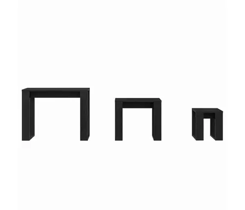 Sustūmiami Staliukai 3 Pcs Juodas Ąžuolas Apdirbta Mediena