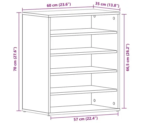 Apavu Skapis, Melns Ozols, 60X35X70 Cm, Inženierijas Koks Vidaxl