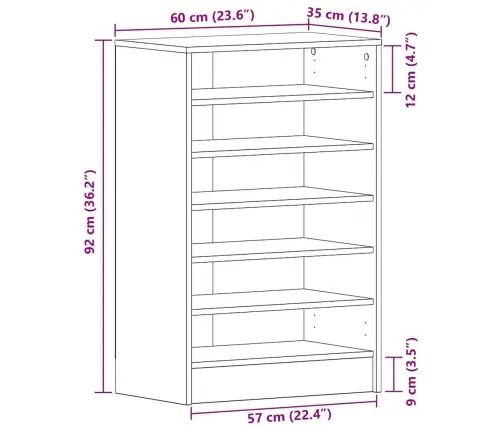 Apavu Skapītis Melnā Ozola Krāsā 60X35X92 Cm Inženierijas Koks Vidaxl