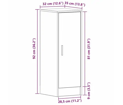 Apavu Skapis - Melns Ozols 32X35X92 Cm, Inženierijas Koks Vidaxl
