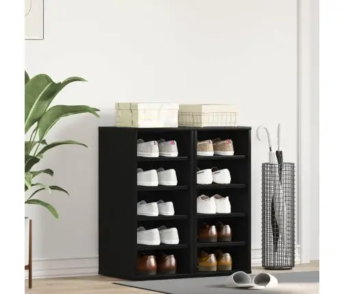 Apavu Skapis 2 Gabali Melna Ozola 32X35X70 Cm Inženierijas Koks Vidaxl