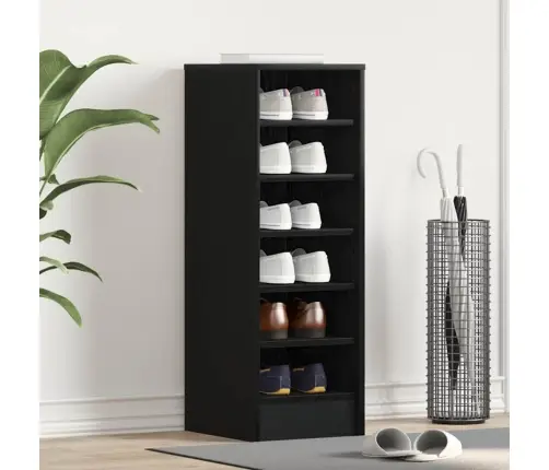 Apavu Skapis, Melns Ozols, 31.5X35X90 Cm, Inženierijas Koks Vidaxl