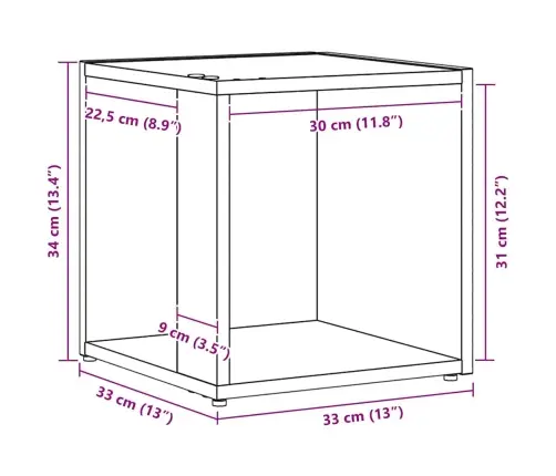 Sāngaldiņš Melno Ozolu 33X33X34,5 Cm Inženierijas Koks Vidaxl