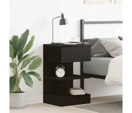 Naktsgaldiņš Melns Ozols 40X35X65 Cm Inženierijas Koks Vidaxl