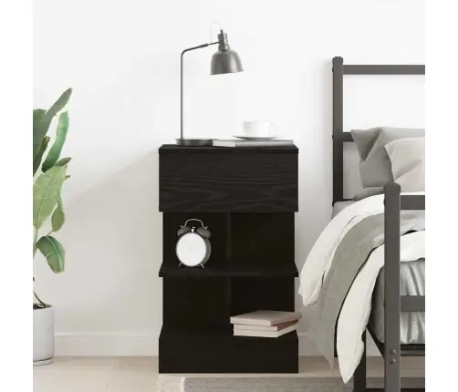 Naktsgaldiņš Melns Ozols 40X35X65 Cm Inženierijas Koks Vidaxl