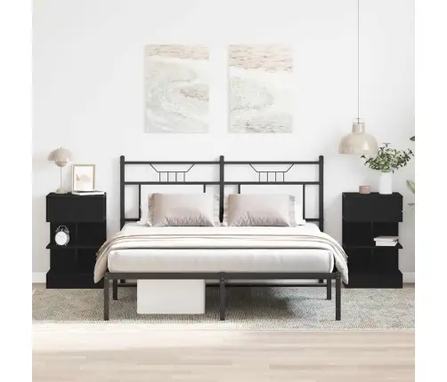 Naktsgaldiņš 2 Gabali Melna Ozola 40X35X65 Cm Inženierijas Koks Vidaxl