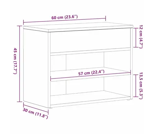 Hall Bench Melns Ozols 60X30X45 Cm Inženierijas Koks Vidaxl