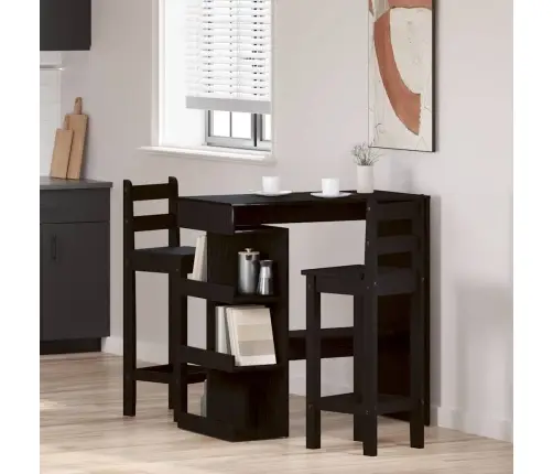 Melna Ozolkoka Bāra Galds Ar Uzglabāšanas Plauktu, 100X50X101.5 Cm Vidaxl