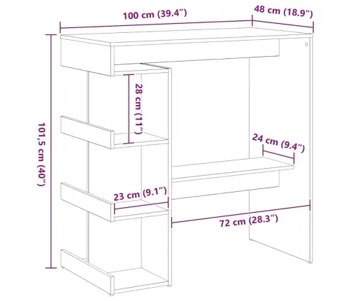 Melna Ozolkoka Bāra Galds Ar Uzglabāšanas Plauktu, 100X50X101.5 Cm Vidaxl