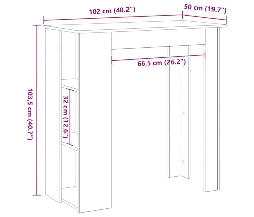 Baro Stalas Juodas Ąžuolas 102 X 50 X 103,5 Cm Apdirbta Mediena