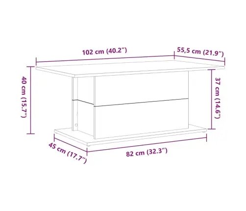 Kohvilaud Must Tamm 102 X 55,5 X 40 Cm Tehispuit