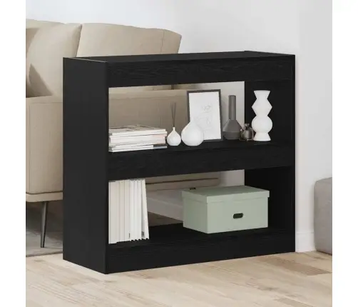 Melno Ozolkoka Grāmatplaukts - 80X30X72 Cm, Izgatavots No Inženierijas Koksnes Vidaxl