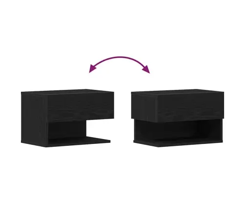 Šalia Lovos Spintelė 2 Pcs Juoda Ąžuolo 46 X 29.5 X 30 Cm