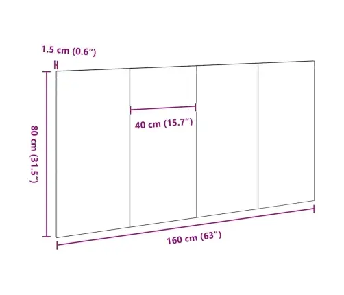 Voodi Peatoe Peaga Must Tamm 160 X 1.5 X 80.5 Cm Tehispuit