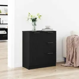 Puse Ar Atvilktni Melna 60 X 30 X 70 Cm Inženierijas Koks Vidaxl