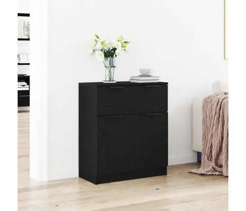 Melnā Ozola Bufete 60X30X70 Cm Inženierijas Koks Vidaxl