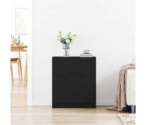 Melnā Ozola Bufete 60X30X70 Cm Inženierijas Koks Vidaxl