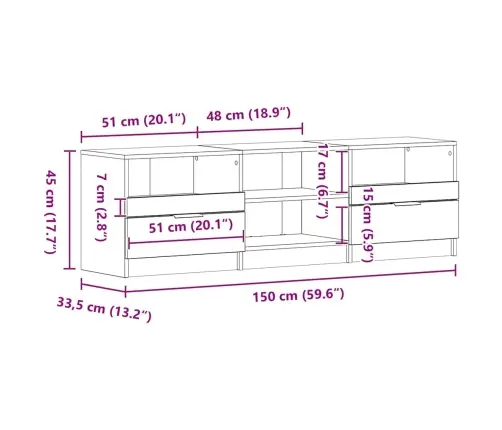Tv Skapītis Melns Ozols 150X33,5X45 Cm Inženierijas Koks Vidaxl Tv Skapītis Melns Ozols 150X33,5X45 Cm Inženierijas Koks Vidaxl