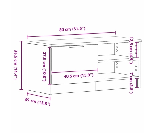 Tv Skapītis Melna Ozola 80X35X36,5 Cm Inženieru Koks Vidaxl