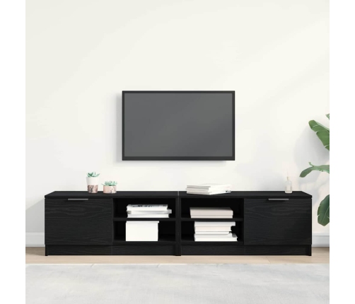 Tv Skapītis 2 Gabali Melna Ozola 80X35X36,5 Cm Inženierijas Koks Vidaxl