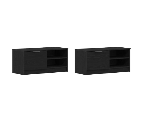 Tv Skapītis 2 Gabali Melna Ozola 80X35X36,5 Cm Inženierijas Koks Vidaxl