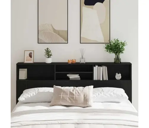 Galvas Dēlis Skapītis Melns Ozols 200 X 19 X 103.5 Cm Vidaxl