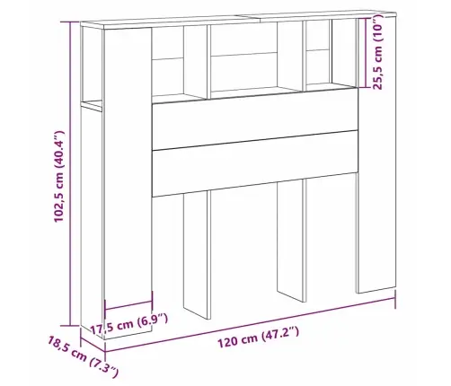 Galvūgalio Spintelė Juoda Ąžuolo 120 X 19 X 104,5 Cm