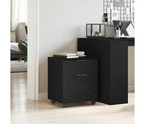 Mobilā Faili Skapīša Ar Riteņiem Melns Ozols 45X38X54 Cm Vidaxl