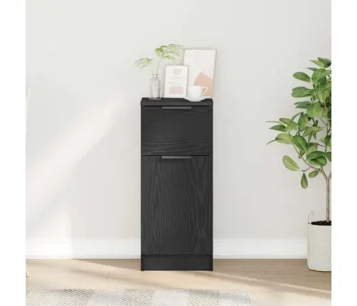 Juodasis Ąžuolo Šoninis Stalas Juoda Ąžuolo 30 X 30 X 70 Cm