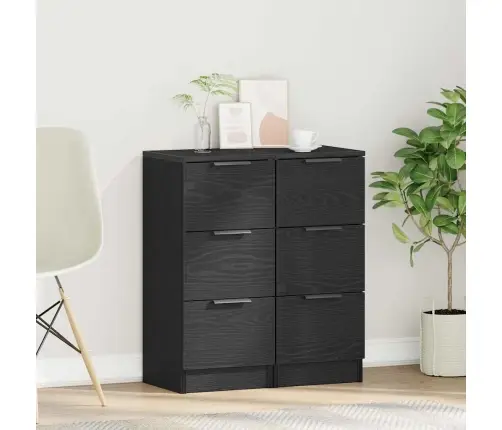 Sānu Galds 2 Gabali Melna Ozola 30X30X70 Cm Inženierijas Koks Vidaxl