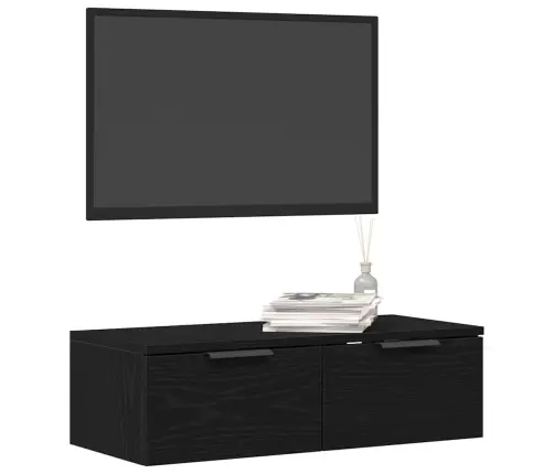 Melna Ozola Sienas Skapis 68X30X20 Cm No Inženierijas Koka Vidaxl