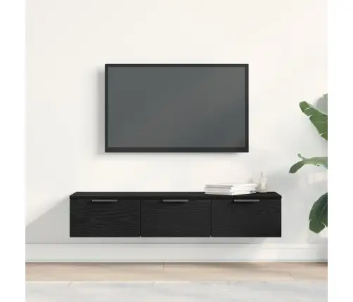 Melna Ozola Sienas Skapītis 102X30X20 Cm No Inženierijas Koka Vidaxl