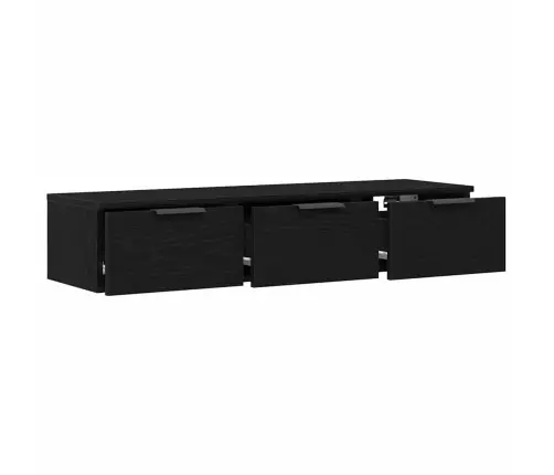 Melna Ozola Sienas Skapītis 102X30X20 Cm No Inženierijas Koka Vidaxl