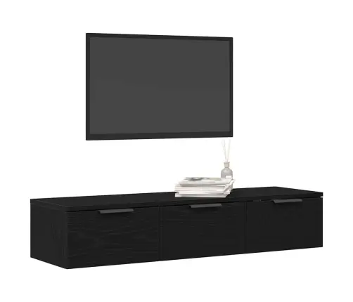 Melna Ozola Sienas Skapītis 102X30X20 Cm No Inženierijas Koka Vidaxl