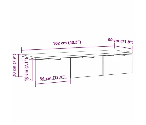 Melna Ozola Sienas Skapītis 102X30X20 Cm No Inženierijas Koka Vidaxl