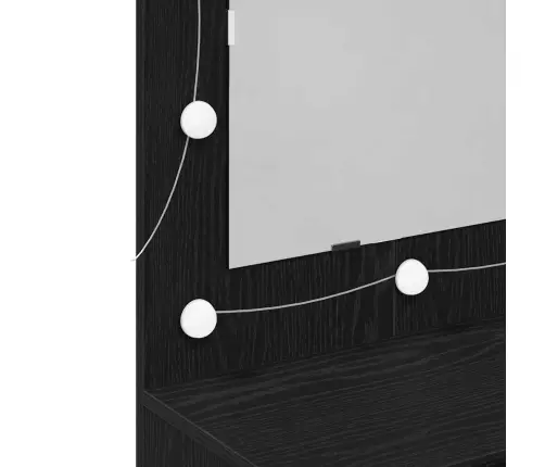 Led Spoguļa Skapīša Melnā Ozola Krāsā - 90X31.5X62 Cm Vidaxl