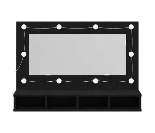 Led Spoguļa Skapīša Melnā Ozola Krāsā - 90X31.5X62 Cm Vidaxl