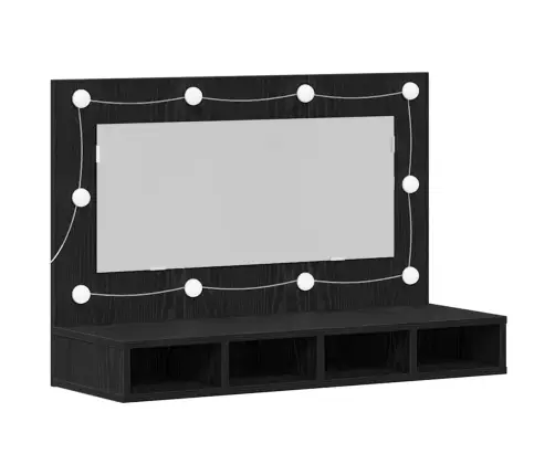 Led Spoguļa Skapīša Melnā Ozola Krāsā - 90X31.5X62 Cm Vidaxl