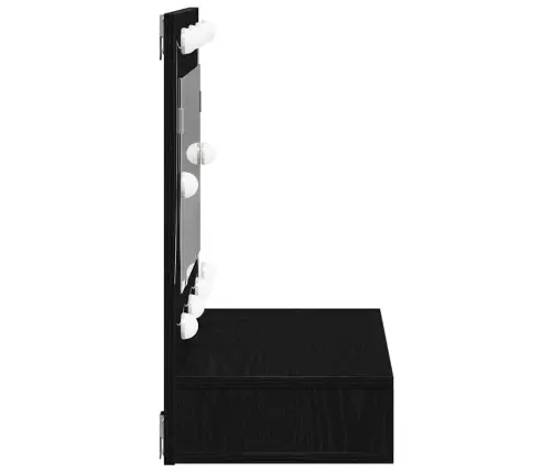 Led Spoguļa Skapīša Melnā Ozola Krāsā - 90X31.5X62 Cm Vidaxl