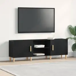Tv Skapītis Melns Ozols 150 X 30 X 50 Cm Inženierijas Koks Vidaxl