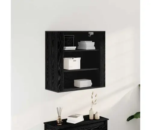 Sienas Skapītis Melns Ozols 80X33X80 Cm Inženierijas Koks Vidaxl