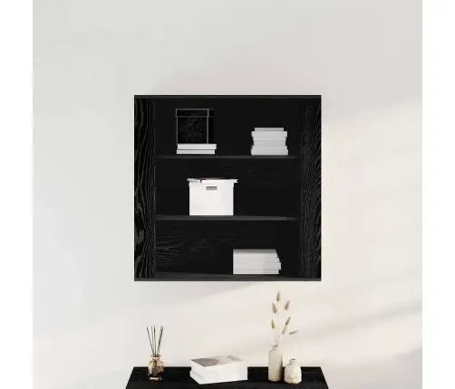 Sienas Skapītis Melns Ozols 80X33X80 Cm Inženierijas Koks Vidaxl