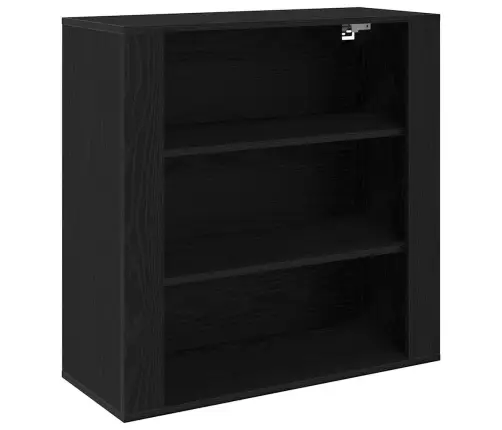 Sienas Skapītis Melns Ozols 80X33X80 Cm Inženierijas Koks Vidaxl