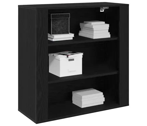 Sienas Skapītis Melns Ozols 80X33X80 Cm Inženierijas Koks Vidaxl